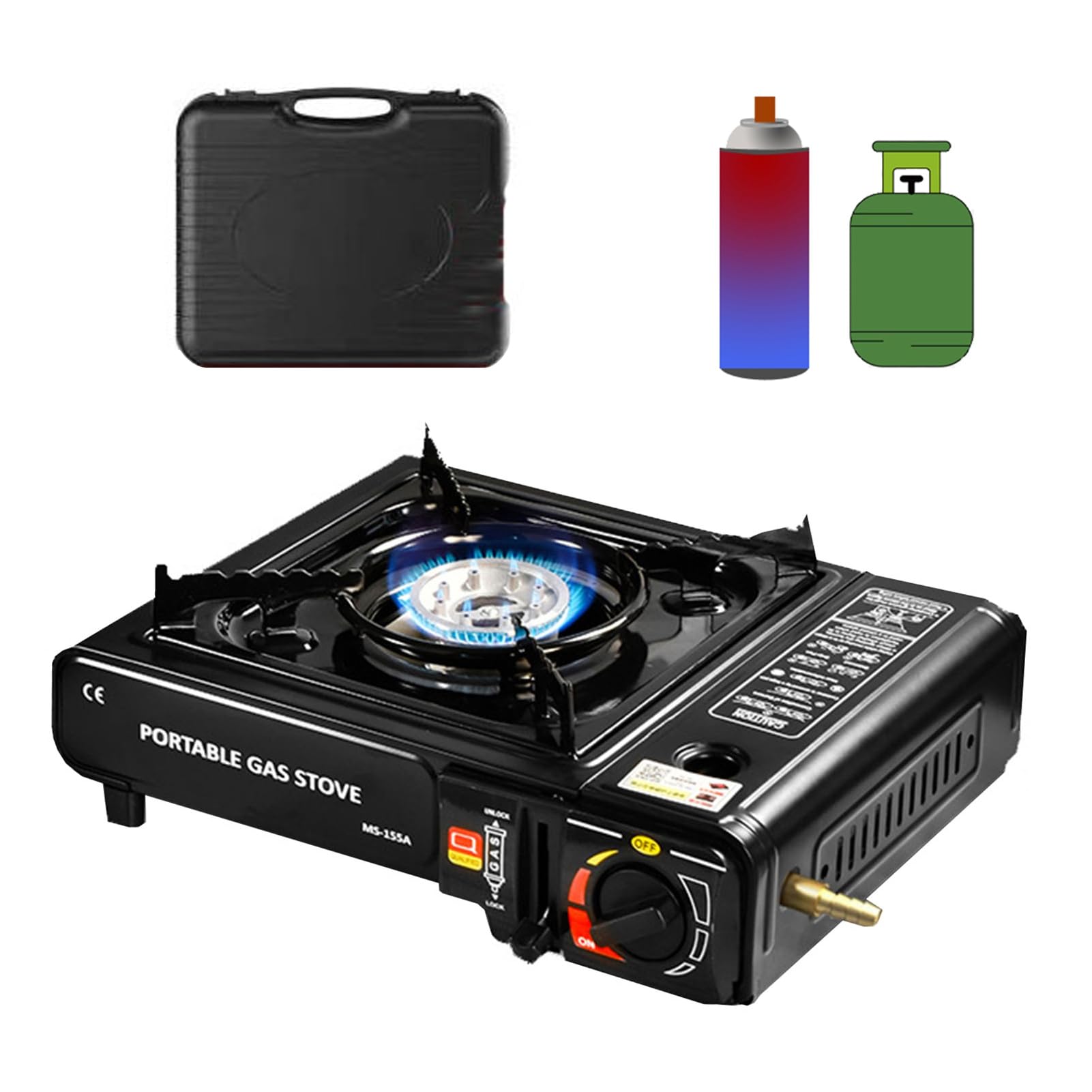 Hornillo de butano de 2900 W, hornillo de gas para camping y barbacoa, resistente a altas temperaturas, para cocinar al aire libre y uso en viajes, modelo B