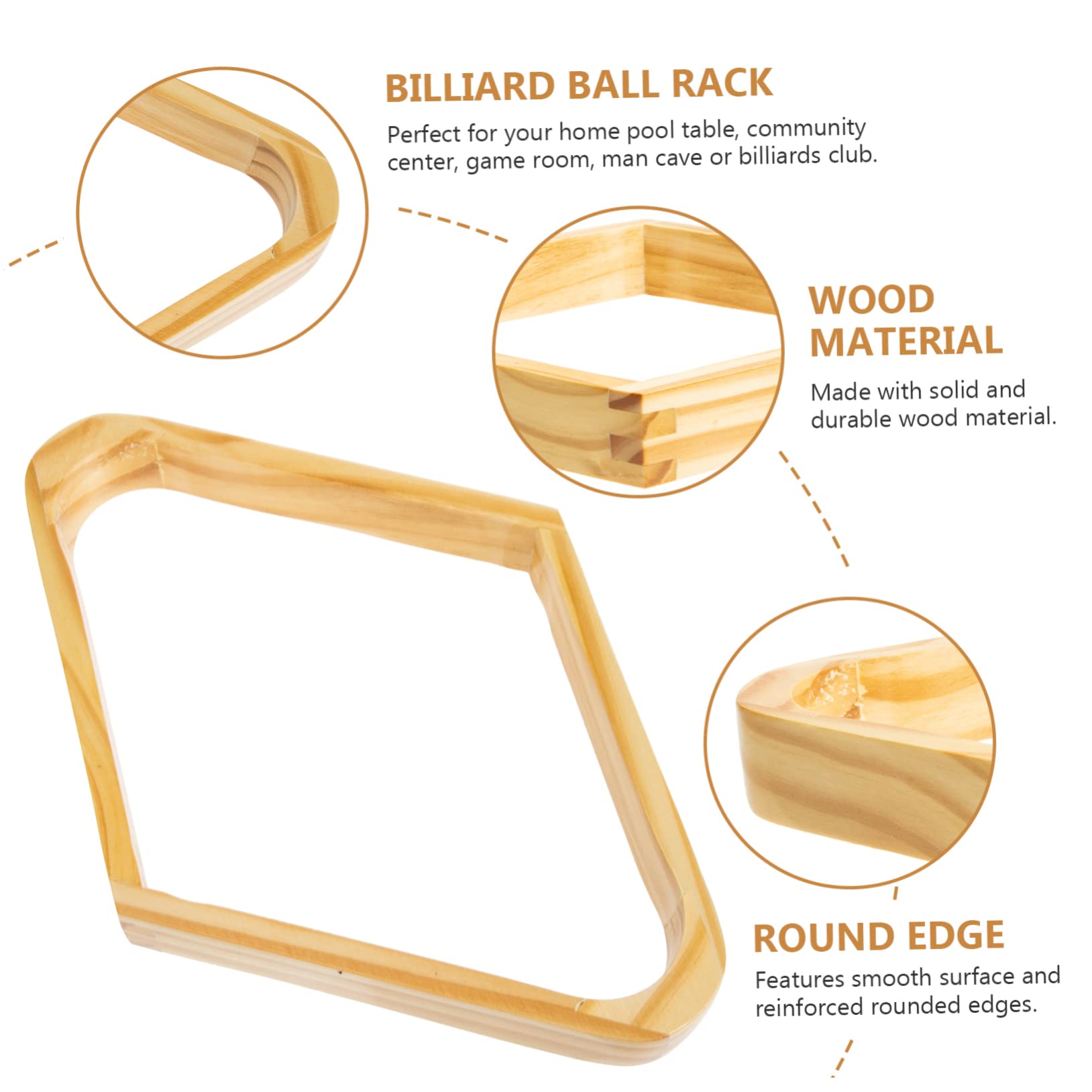 Support de Boules de Billard, Triangle de Billard, Cadre de Billard, 2 pièces, Accessoires de Table de Billard, Support de Billard en Bois(30x20.5cmx4pcs)