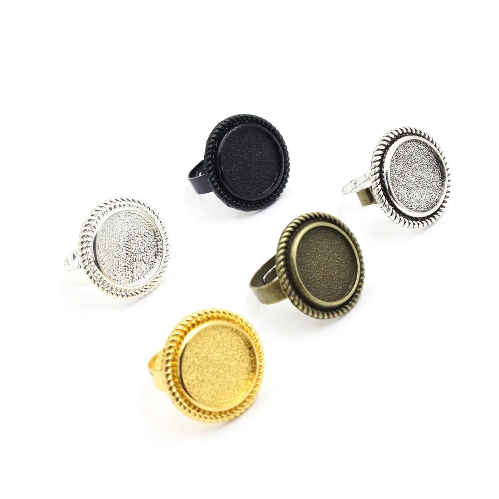 Fabrication de bagues Ajustables, Cabochons à Anneau Rond Multicolores de 16mm, 40 pièces, réglage Vierge, Plateau Lunette, Base réglable(Mixed)