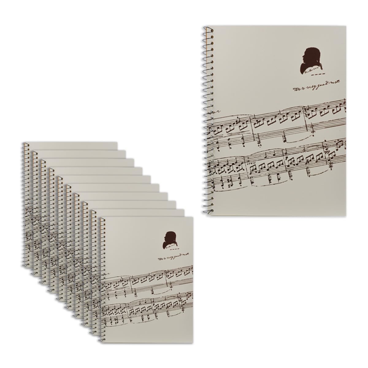 Lot de 10 carnets de musique, carnet de notes de musique, 50 feuilles/100 pages vierges, papier manuscrit de musique, carnet de notes à spirales, carnet de composition de musique (10 feuilles de