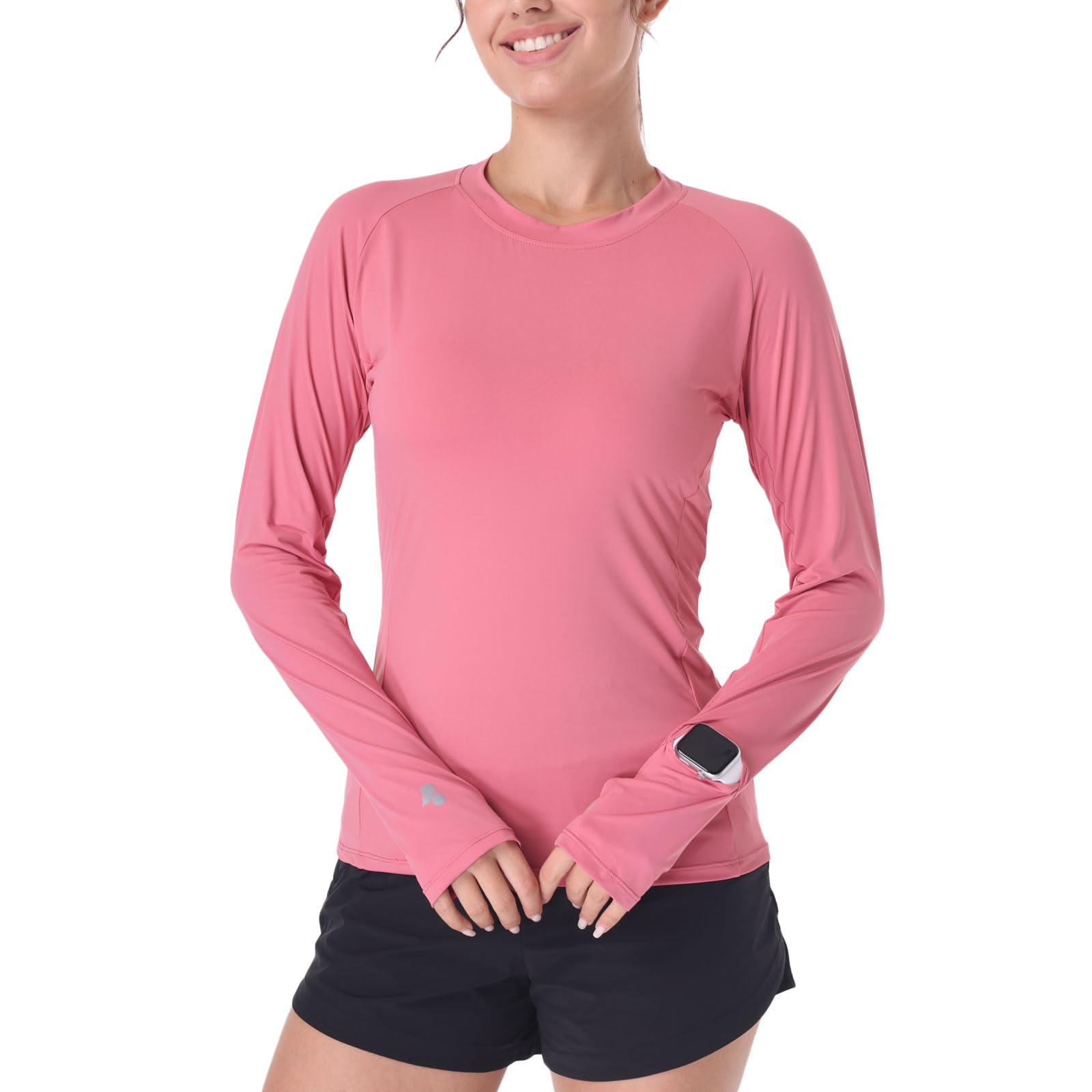 MAISON MISFITS 15Womens Sun Shirt Rash Guard Sun Protection Long Sleeve Uv SPF Running Shirt with Thumb Hole Cool Tech UPF 50+