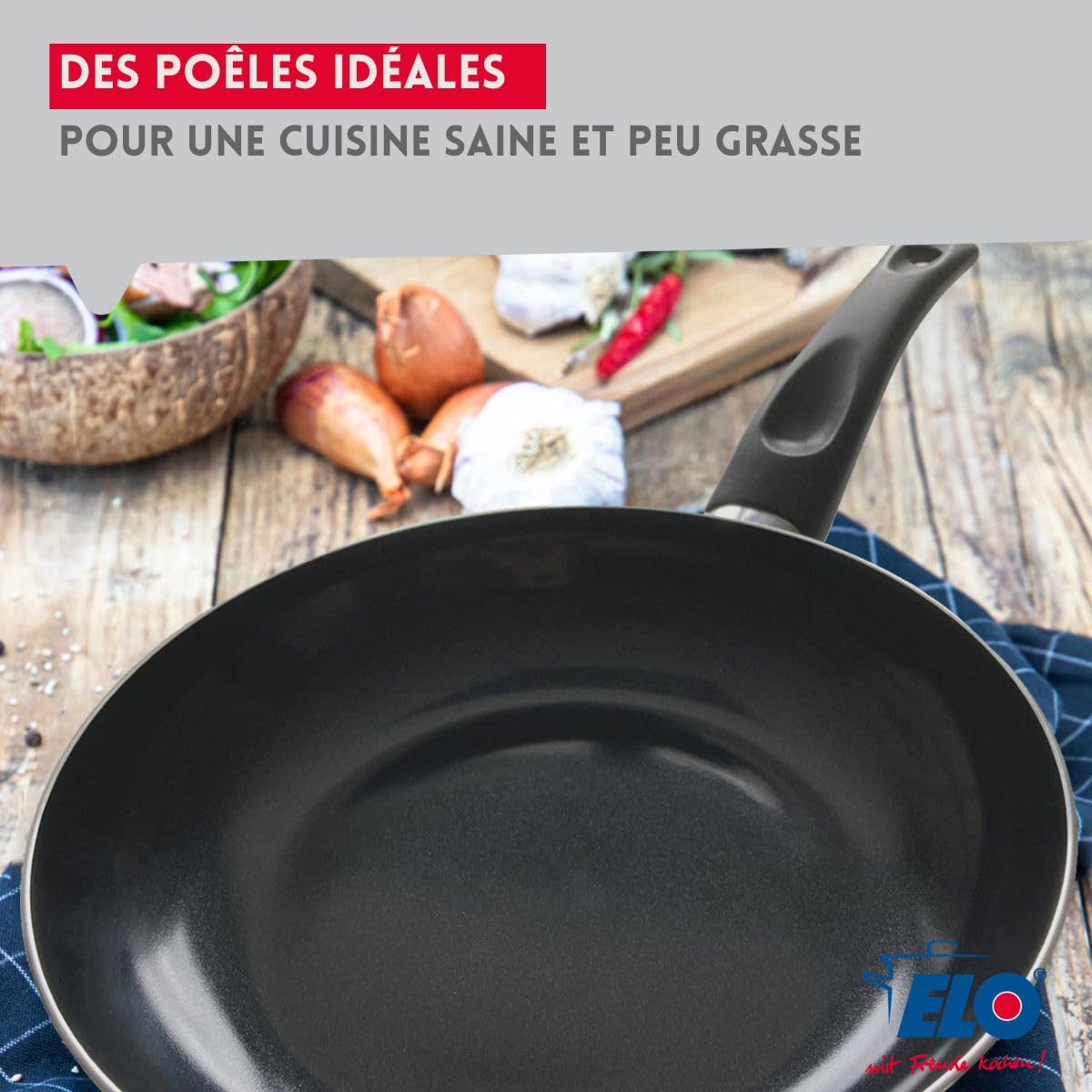Elo Batterie cuisine 2 poêles 28/32 cm et 3 faitouts 14/16/20 cm