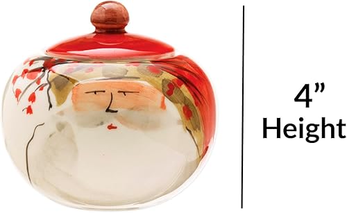 Miniatura 2 de Vietri Old St. Nick - Azucarero con tapa, 4 pulgadas de loza de loza esencial para café, contenedor de cubospaquetes