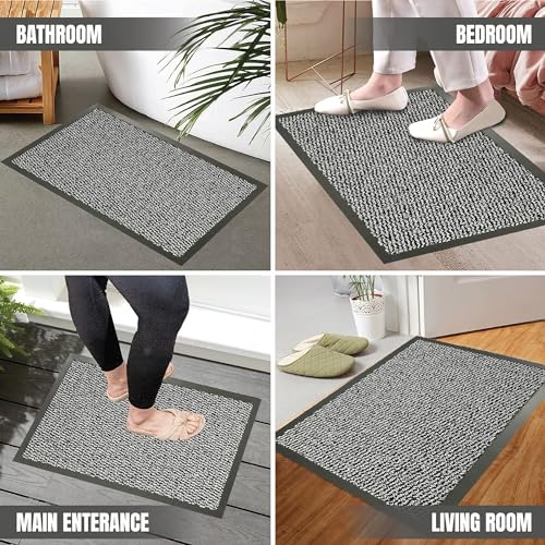 Image of BLADO Washable Door Mats Indoor & Outdoor - Non-Slippery Heavy Duty Doormats Indoor - Stylish & Large Rubber Door Mat - Perfect Dust Grabbing Outdoor & Indoor Door Mat (Grey, 50cm x 80cm)