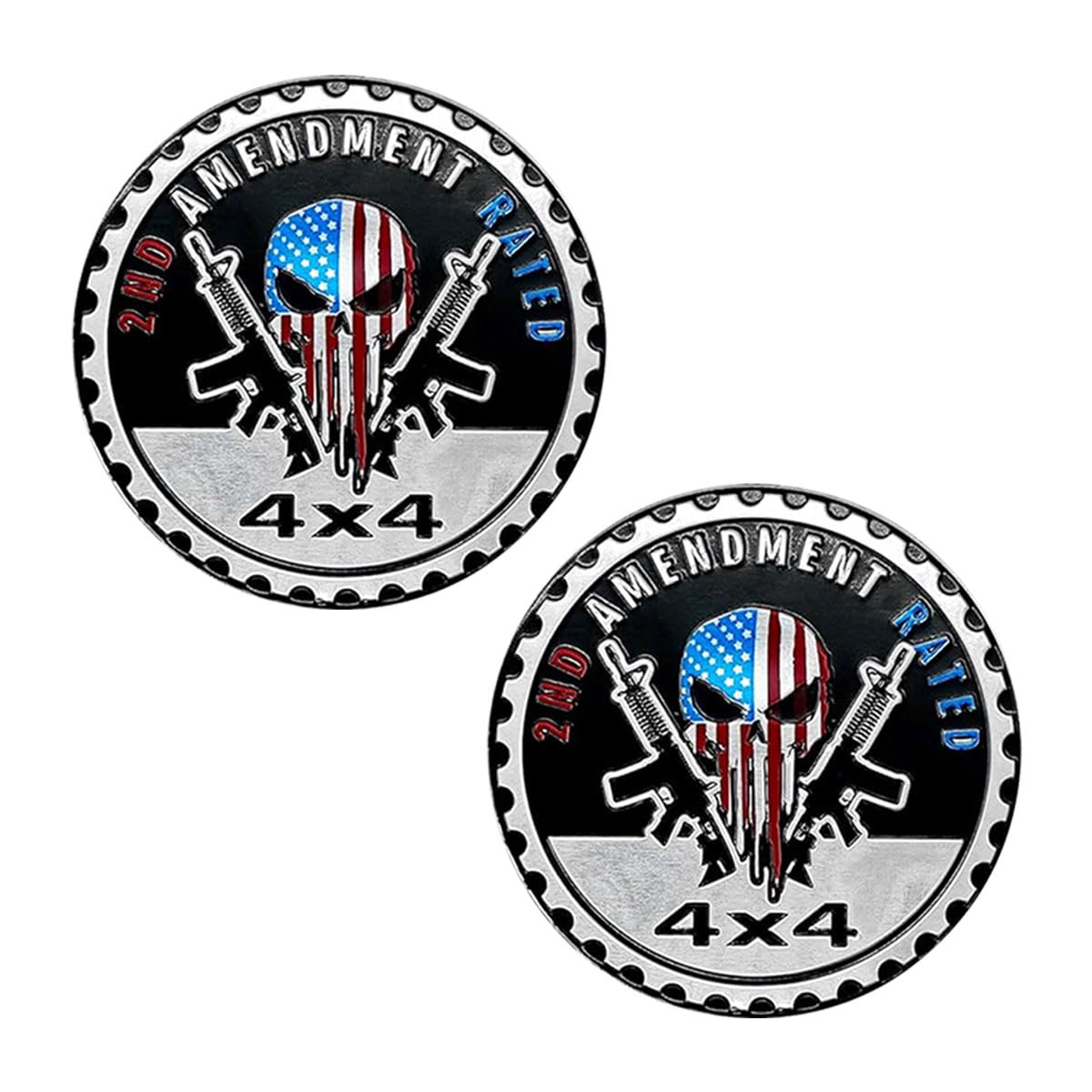 GLSOWEE 2PCS 2ND Amendment Badge Rated Car Emblem, 4 x 4 3D Metal Stickers