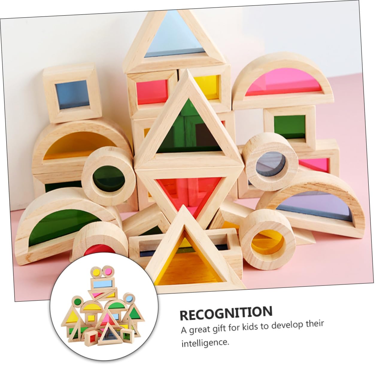 24 Blocchi in Legno Colorati Montessori Educativo per Riconoscimento Colori e Costruzioni Impilabili per Sviluppo Intelligenza e creatività