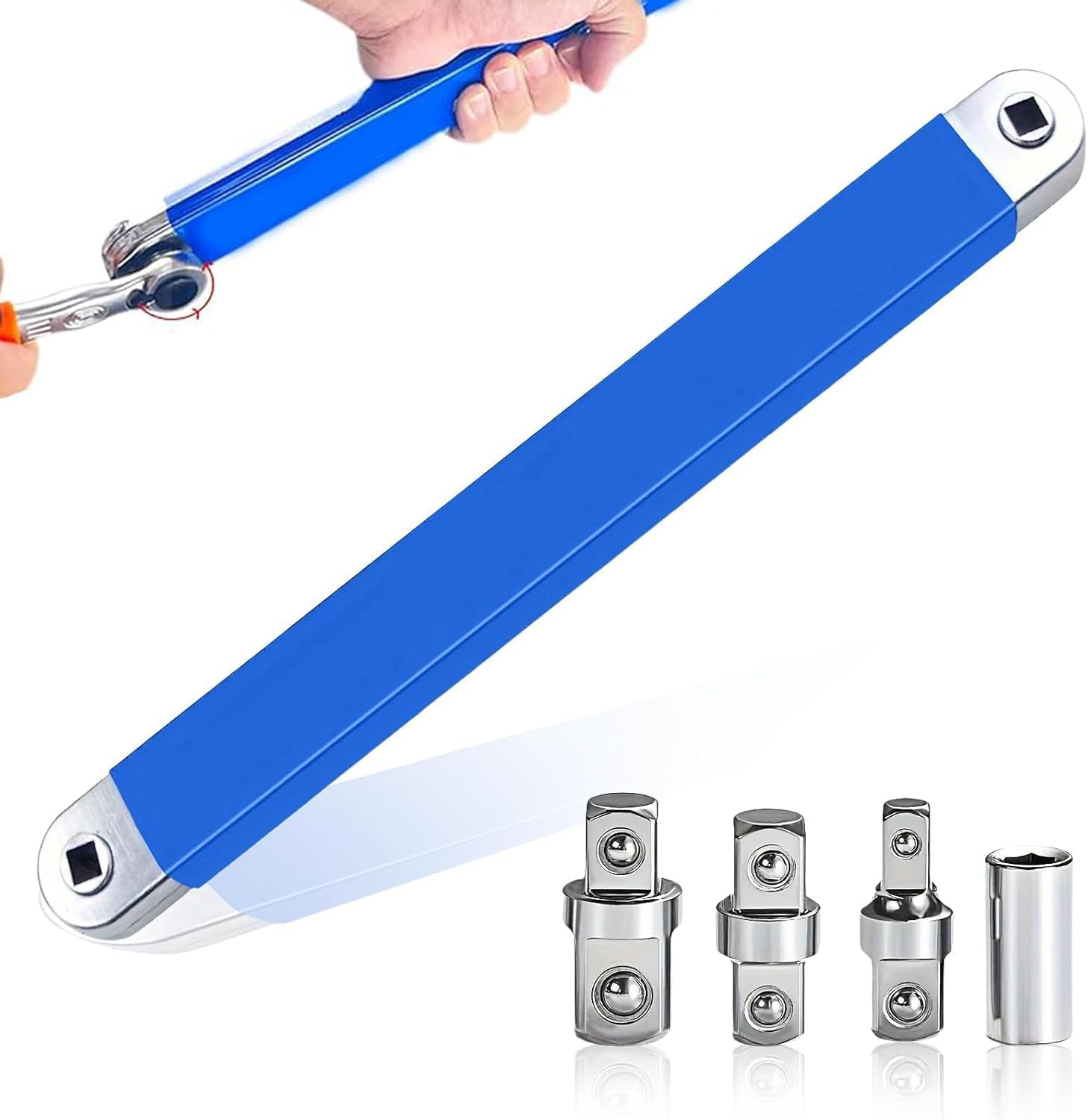 Professional Impact Ready Offset Extension Wrench Set, Ratchet Extension Bar, Torque Extension, Ratchet Extender, Extended Tight Space, for Tight Spaces-image-2