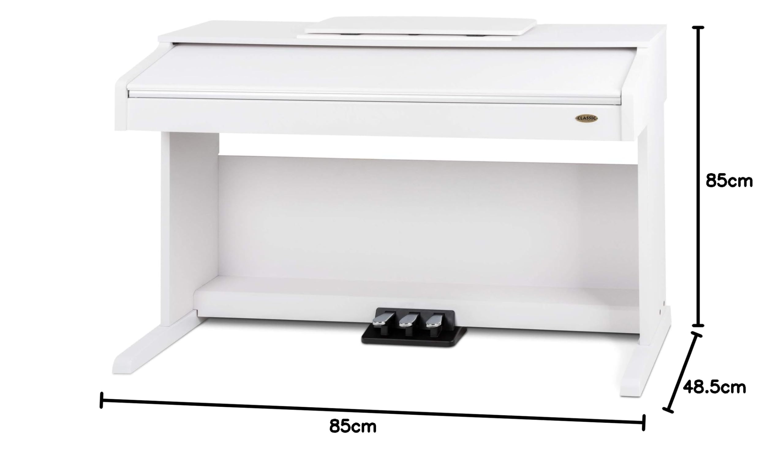 Classic Cantabile DP-210 WM E-Piano bianco opaco, Polifonia a 64 voci | Tastiera HA-88-S500 con 88 tasti a meccanica a martello, Soft, Medio, Hard, 1 brano demo interno, 26 suoni WMA, 2 x cuffie