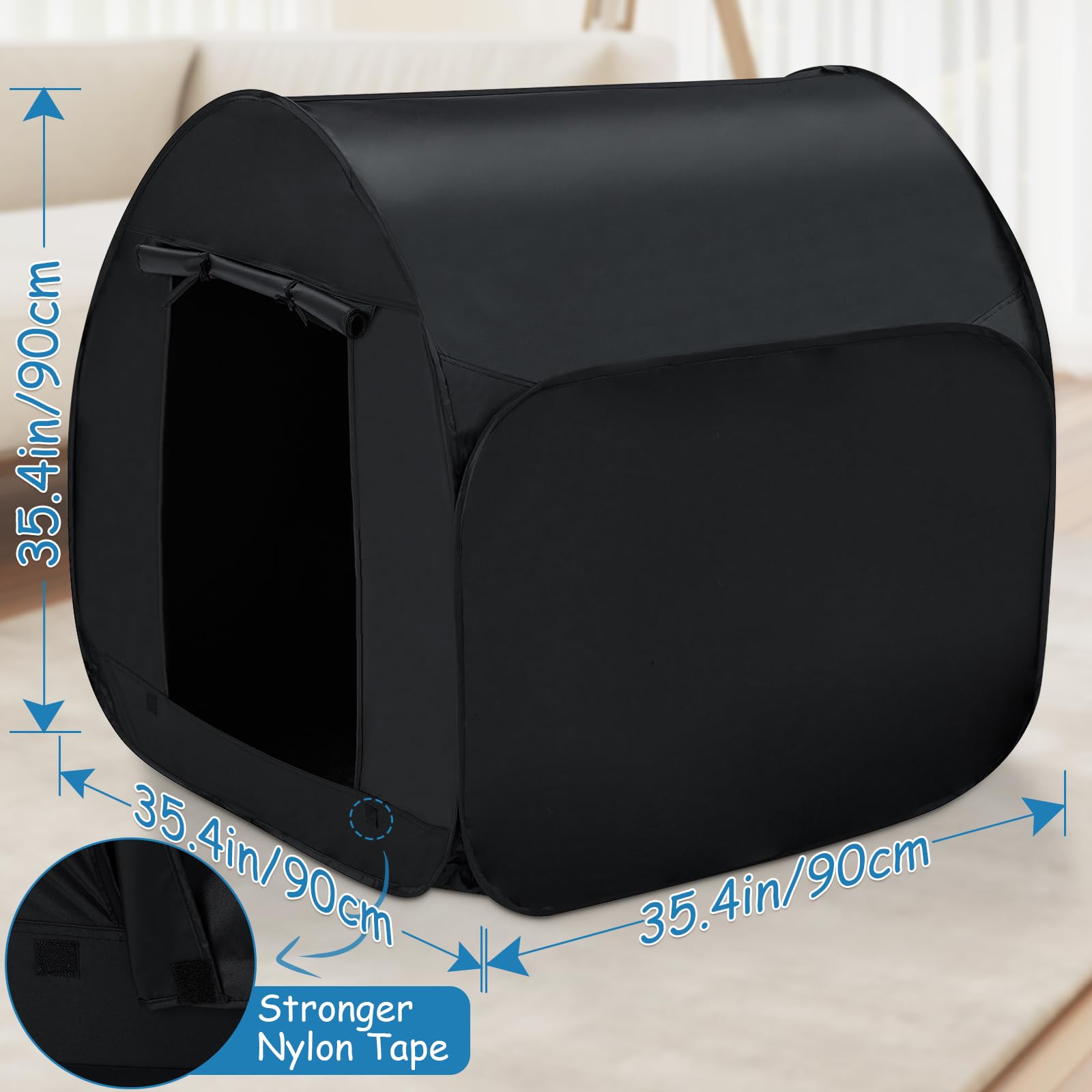 Sensory Tent for Kids, All-Black Blackout Tent for Children Relax & Reduce Anxiety & Improve Focus, Portable Pop-Up Play Tent with Travel Bag, Children's Calm Corner - Image 6