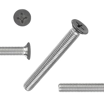 QISHENG 100 PCS Black Head #8-32X1 Stainless Steel Phillips Flat Head Machine Screws,DIY,Repair,Install Furniture and Electrical Appliances Screws,Stainless Steel 18-8 A2304 Screw