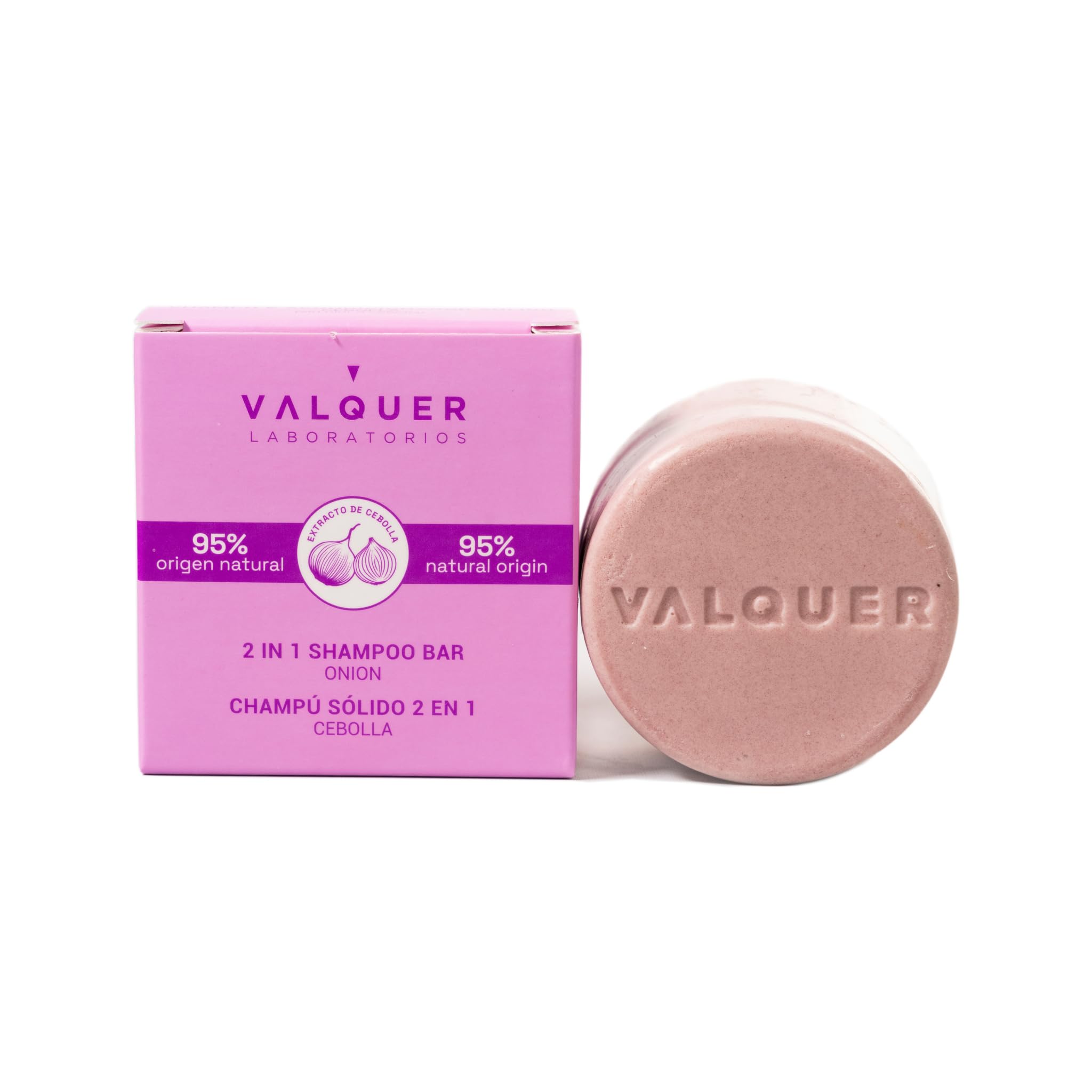 VALQUER Solid Onion 2 in1 Shampoo & Conditioner. Cleanses, Nourishes, Softens and Revitalises All Hair Types, Vegan with Natural Ingredients 70 g