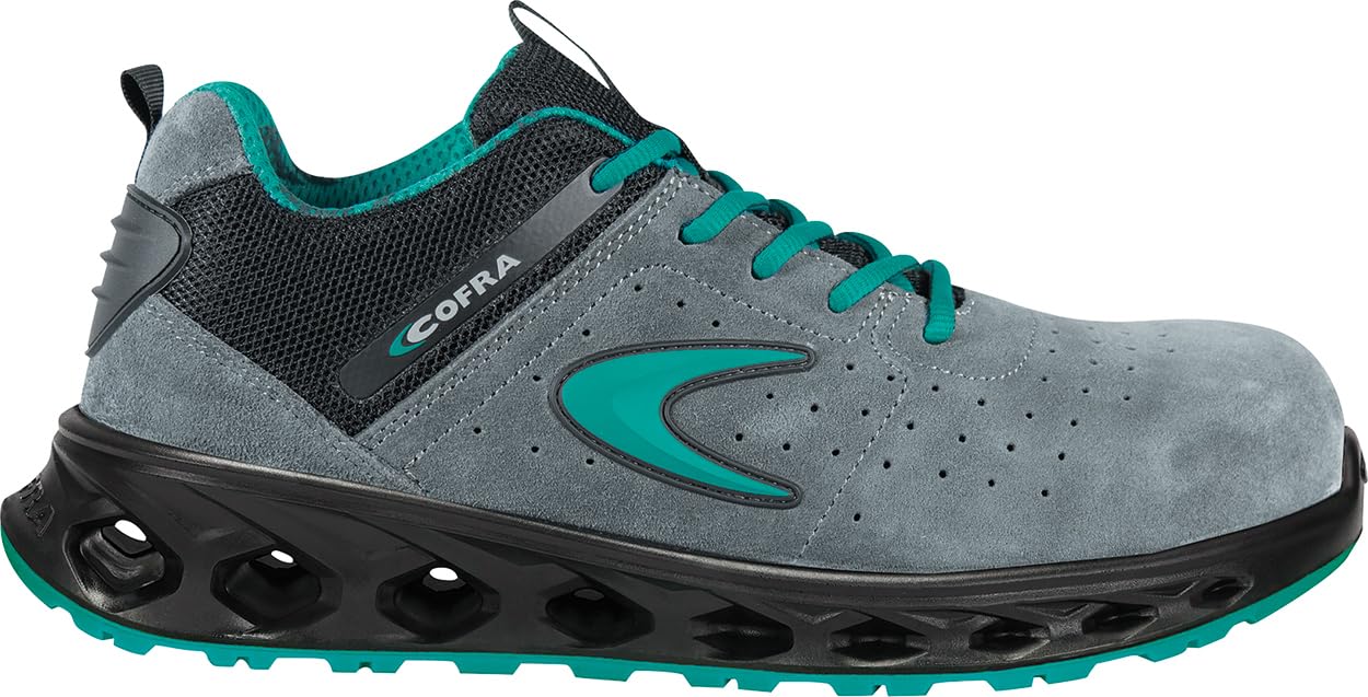 COFRA Kung Fu ESD Zapatos de Seguridad Laboral, Metal Free, Piel Serraje Perforada, Suela Poliuretano, Puntera Fibra de Vidrio, Antiestático (Observación: Ejem. una Talla 42 equivale a un 42,5)