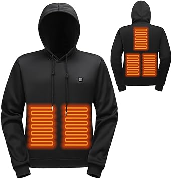 Heated Hoodie for Men Women Warm Sweatshirts Heated Jackets USB Electric Pullover Outdoor Heating with Pockets Unisex