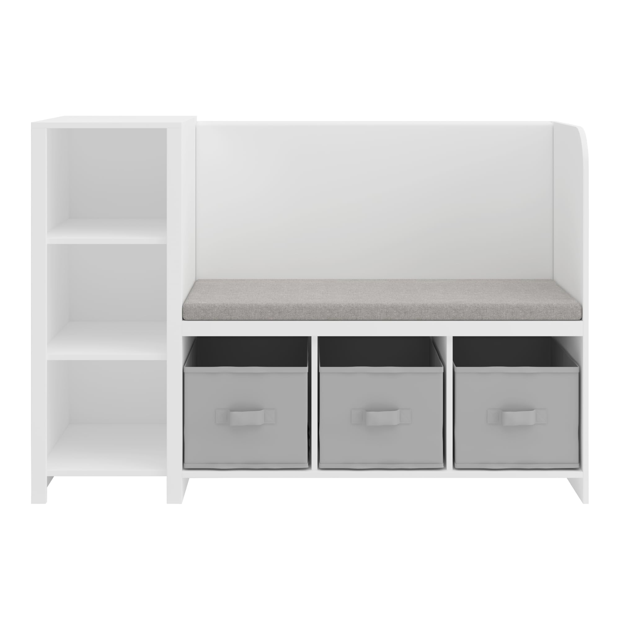 Kindersitzbank mit Regal Høylandet Sitzbank mit Stauraum 76 x 112 x 40 cm Weiß/Grau