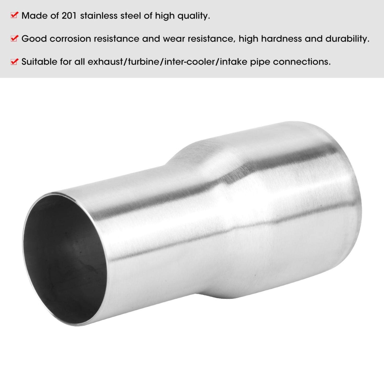 Adattatore per Tubo di Scarico, Adattatore per Tubo di Scarico Universale Adattatore per Tubo di Scarico in Acciaio Inossidabile Riduttore Parte Modificata(51-63MM)