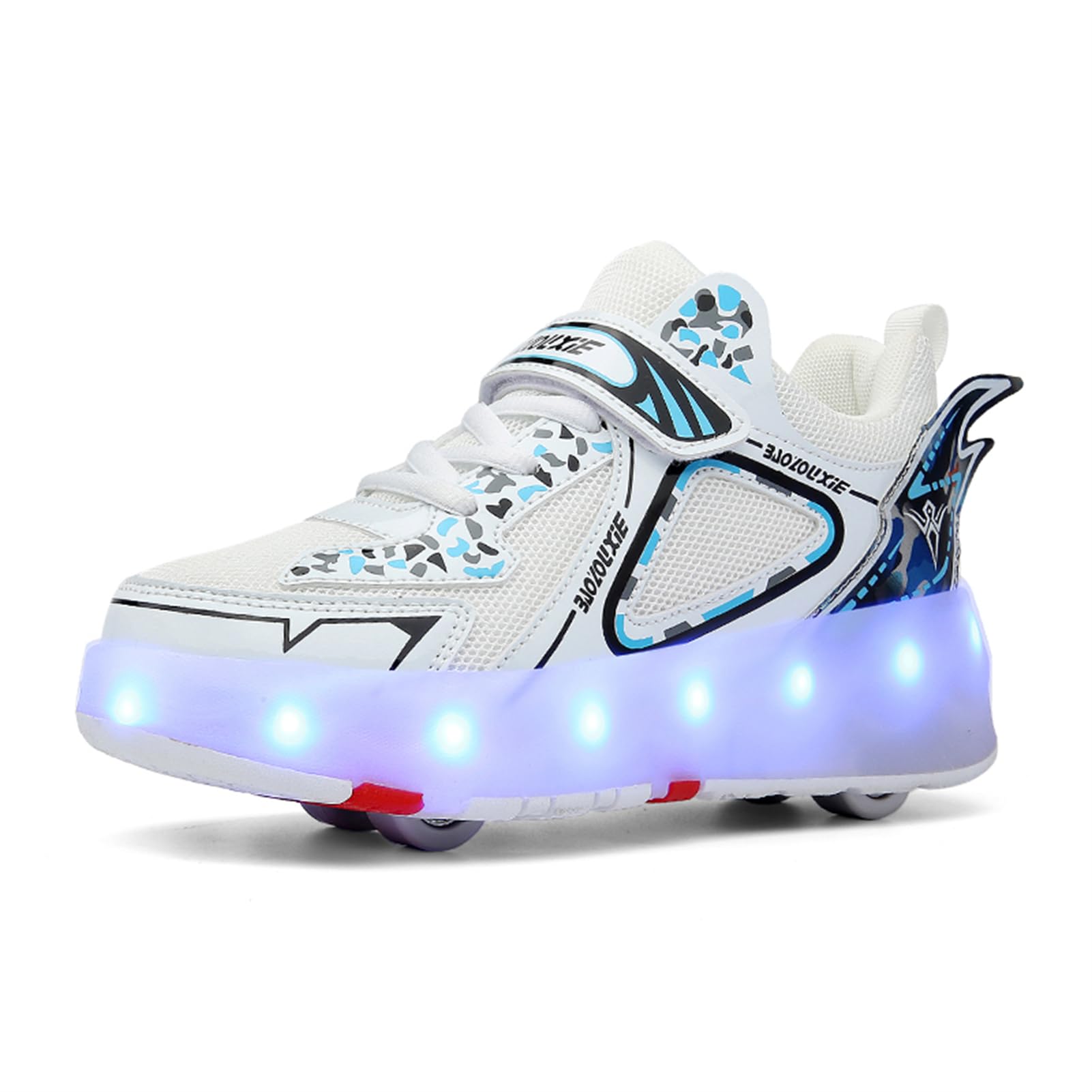 Garçon et Fille LED Lumières Clignotante Patins à roulettes 4 Rétractables Roues Rechargeables Skateboarding Shoes Outdoor Sports Gymnastique Sneakers Halloween Cadeaux de Noël