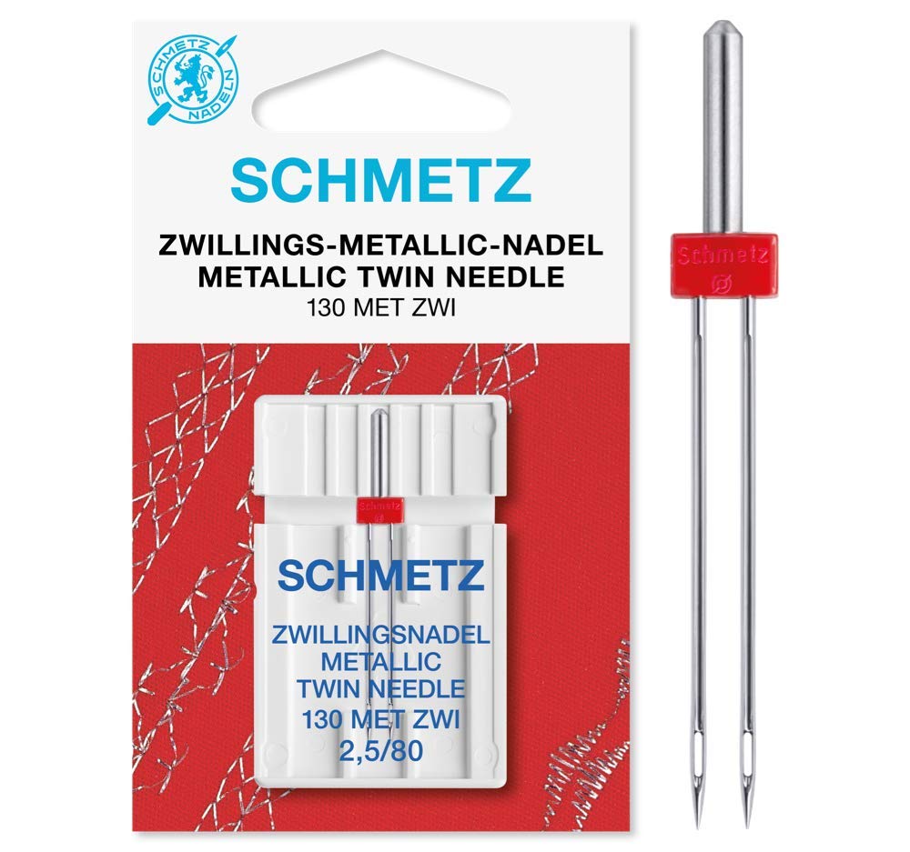SCHMETZ | 1 Sewing Machine Needle | Metallic Twin | 130/705 H-MET ZWI 2.5 | Size 2.5/80 | Suitable for All Common Household Sewing Machines