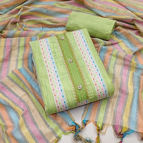 Image of Pandadi Saree Women's Handloom Cotton Unstitched Dress Material