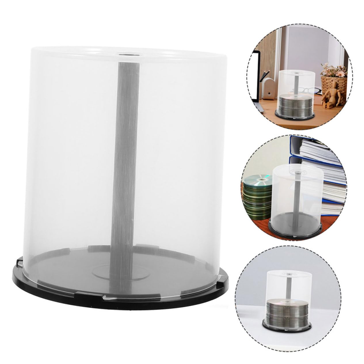 Lot De 3 Boîtes De Rangement Cd 100 Disques Par Bac Organisateur Cd Et Dvd Avec Broche Noire Seau Vide Empilable Pour Maison Et Bureau