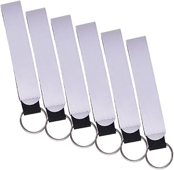 6pcs White Sublimation Wristlet Keychain Blanks Heat Transfer Lanyard DIY Craft Accessories for Party