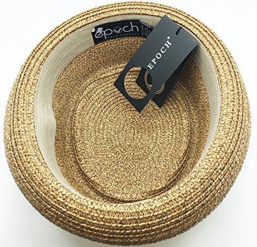 Image of Men's Fancy Summer Straw Pork Pie Derby Fedora Upturn Brim Hat