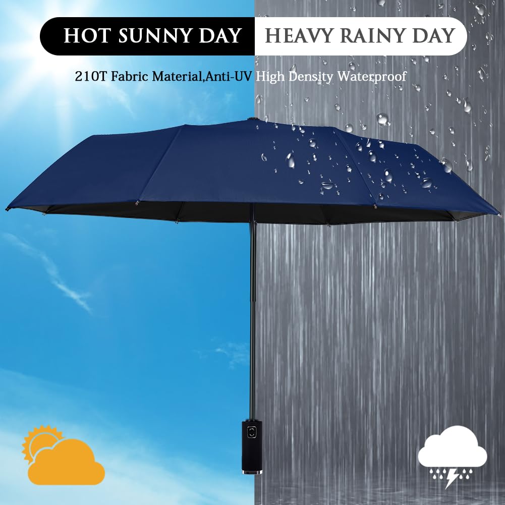 Vicloon Parasol podróżny, składany, 10 żeber, kompaktowy, odporny na wiatr, automatycznie otwierany/zamykany, solidny, wzmocniony, przenośny, dla mężczyzn i kobiet