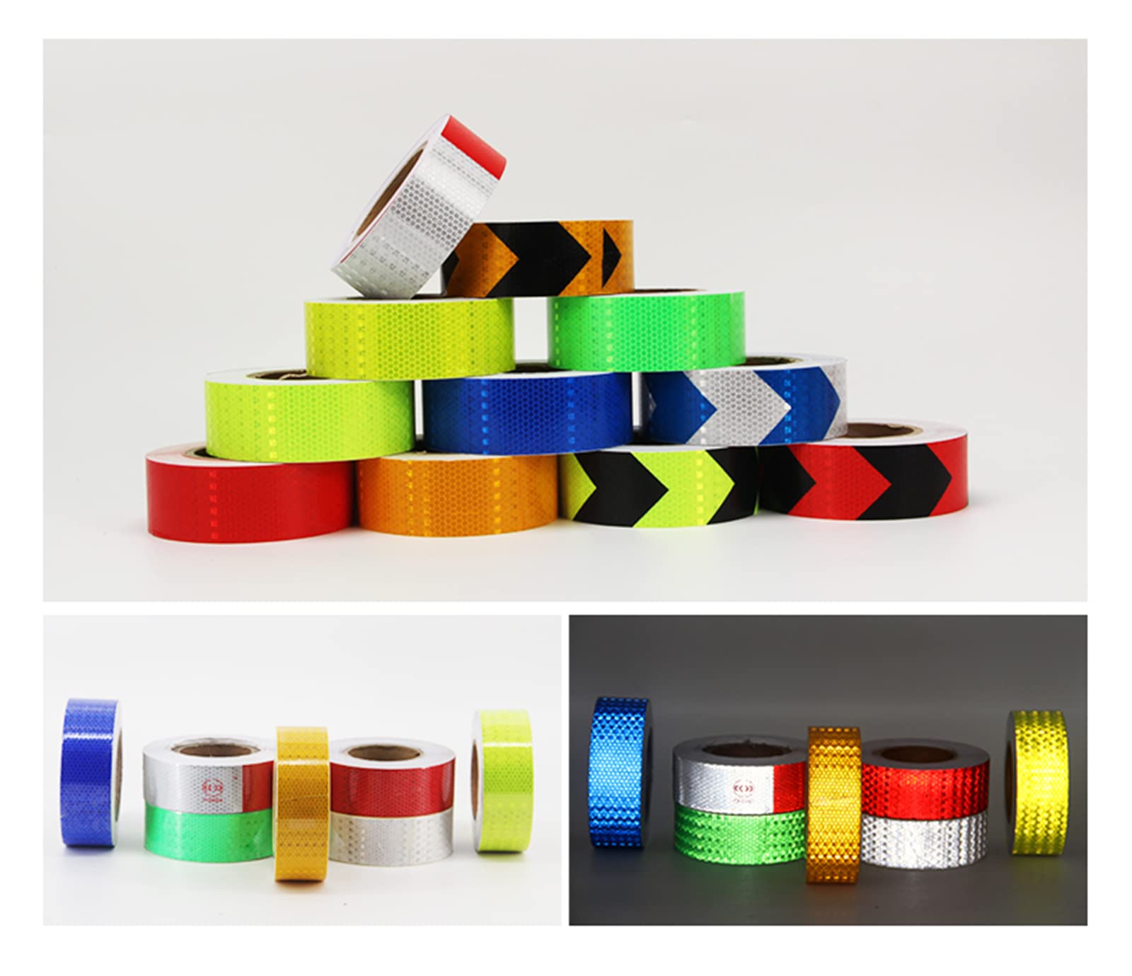 Reflektorbandrolle für den Außenbereich, wasserdichtes Reflektorband, 5,1 x 24,4 m, wasserdichtes, selbstklebendes Sicherheits- und Warnreflektorband für den Außenbereich(Yellow Black)