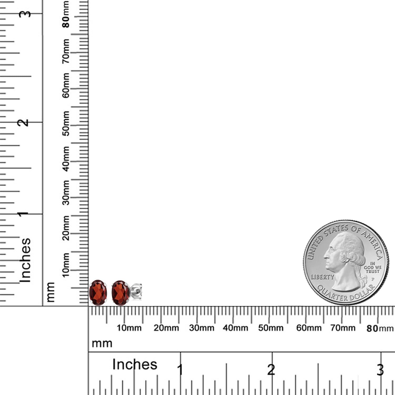 Gem Stone King 925 Sterling Silver Garnet Stud Earrings For Women Men (1.80 Cttw, Gemstone Birthstone, Oval 7X5MM)