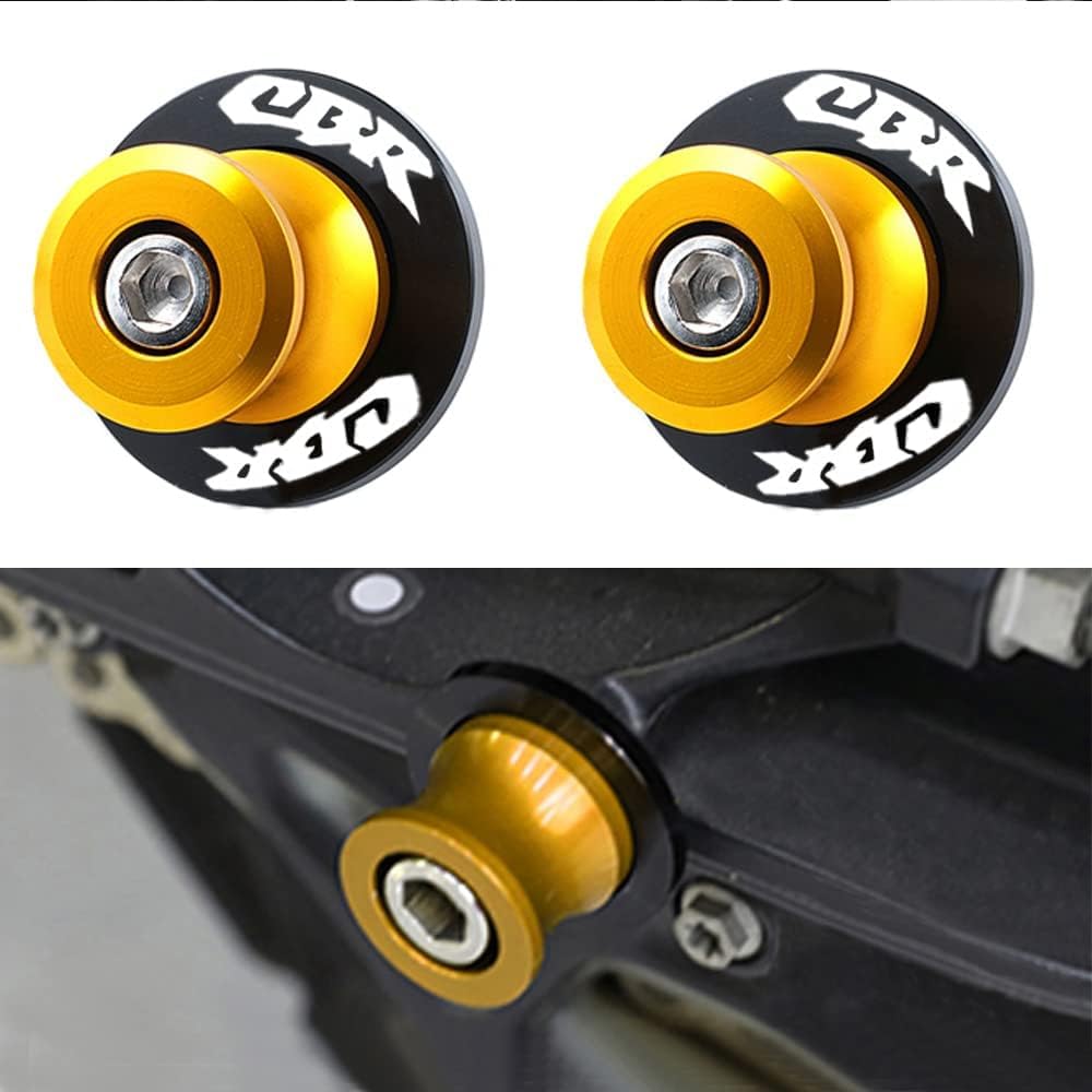 2pcs M8*1.5 Motorcycle Swing arm Sliders Spools for H-onda CBR150 CBR100f CBR1000rr CBR1100xx CBR125 CBR250 CBR400rr CBR400f CBR450sr CBR600rr CBR600f CBR900rr CBR954rr -Gold
