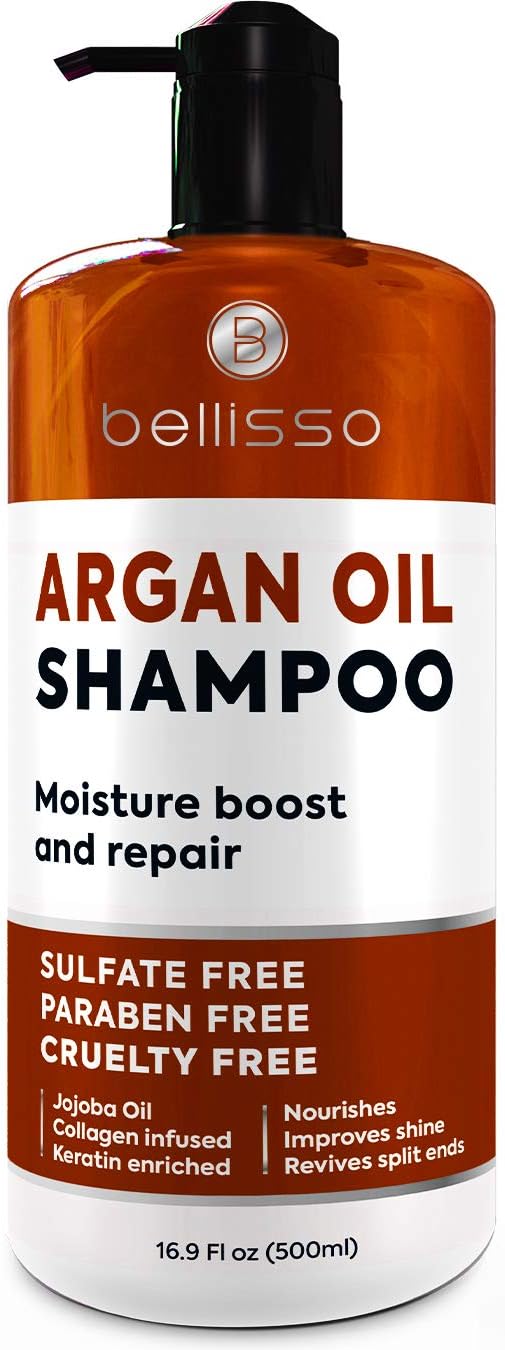 Argan Oil Shampoo – Sulfate Free with No Parabens – Moroccan Botanicals for Women and Men – Professional Moisturizing, Anti Frizz, Hydrating Solution for Dry, Wavy, Curly and Color Treated Hair