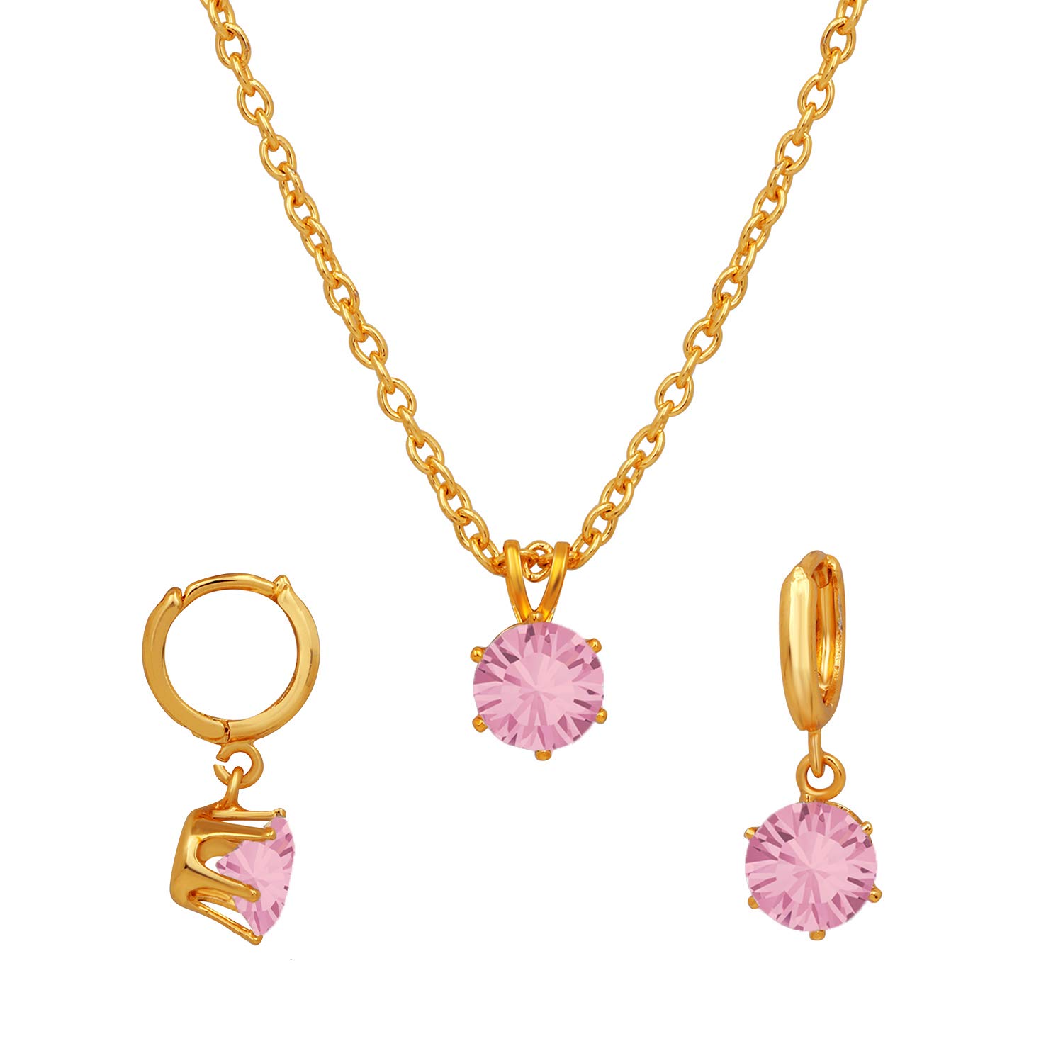 Mahi Solitaire Pink Round Crystal Pendant Set for Women (NL1103776GPin) (B08WLX6JNJ) Amazon Price History, Amazon Price Tracker