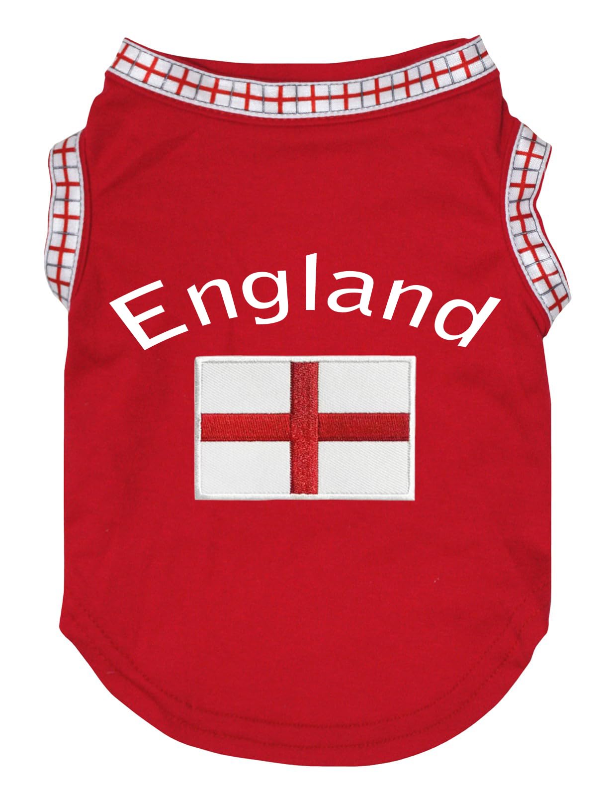Petitebelle England & Flag Puppy Dog Shirt (Red/England Hemmed, Medium)