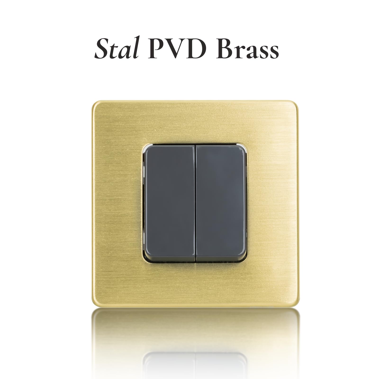 Włącznik Światła Podwójny Szary Schodowy Stal Szczotkowana PVD Brass