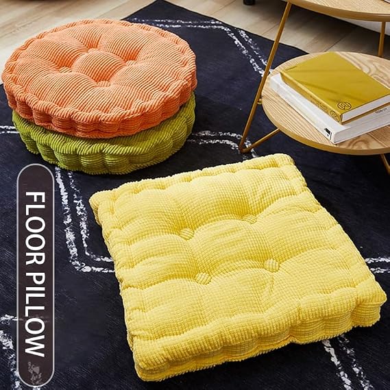 Floor Cushions Square/Round 1616 1818 2020 2222 in, Jacquard Floor Pillow for Adults, Large Square Pillows Seat Cushion for Tatami Living Room Yoga(Coffee SQ,40x40cm)