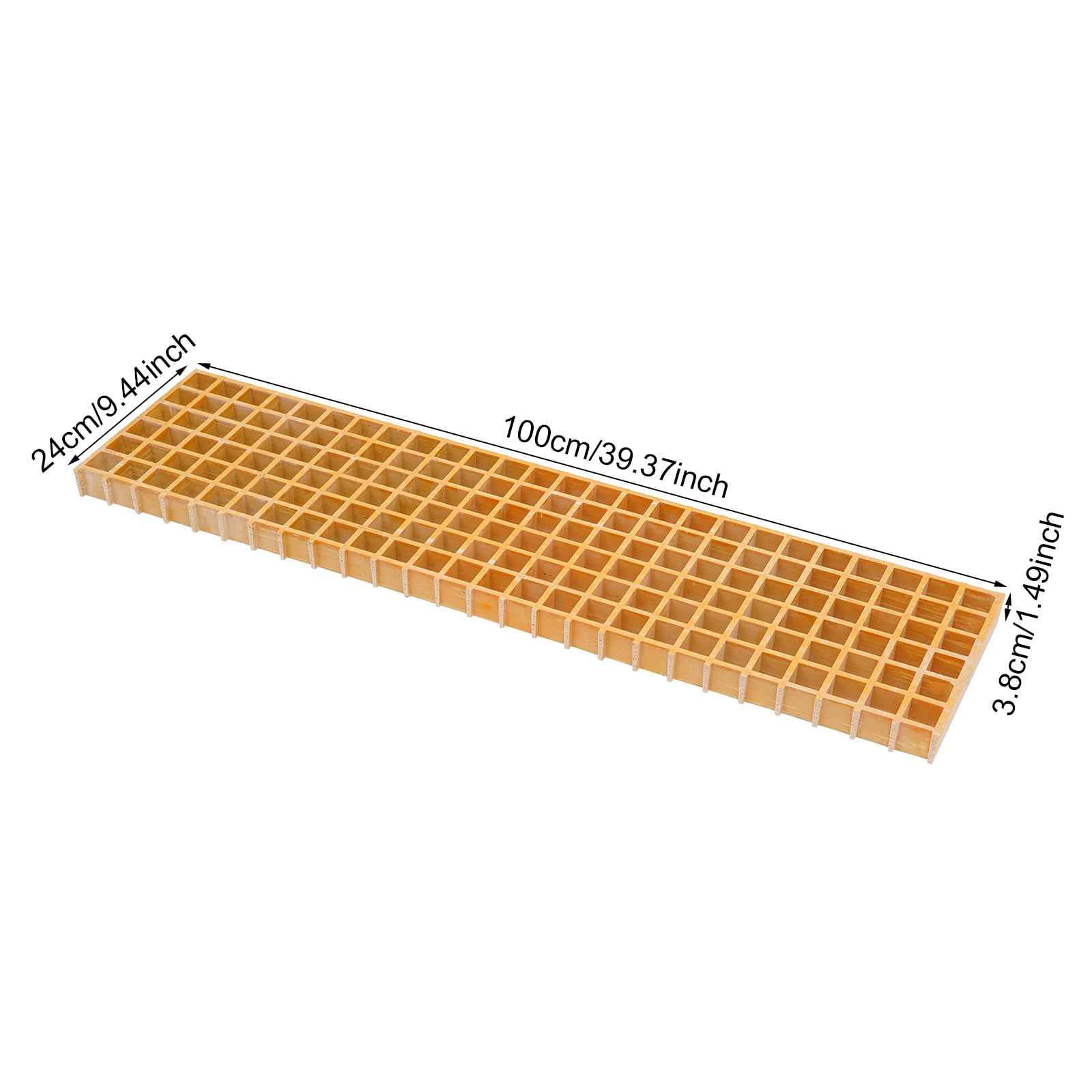 GFK-Gitterrost 100x24x3,8 cm 3er-Pack, Rutschfeste Gitterrostabdeckung | Belastbar bis 500 kg rechteckige GFK-Platte für Treppenstufen, Gehwege & Laufstege