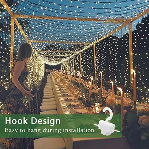 200 LED Curtain Lights USB Powered, 3m x 2m Warm White Bedroom Fairy Lights, 8 Modes, String Lights Plug in for Indoor Outdoor,Wall, Wedding Birthday Party, Christmas, Tent Decoration Wedding, Gazebo