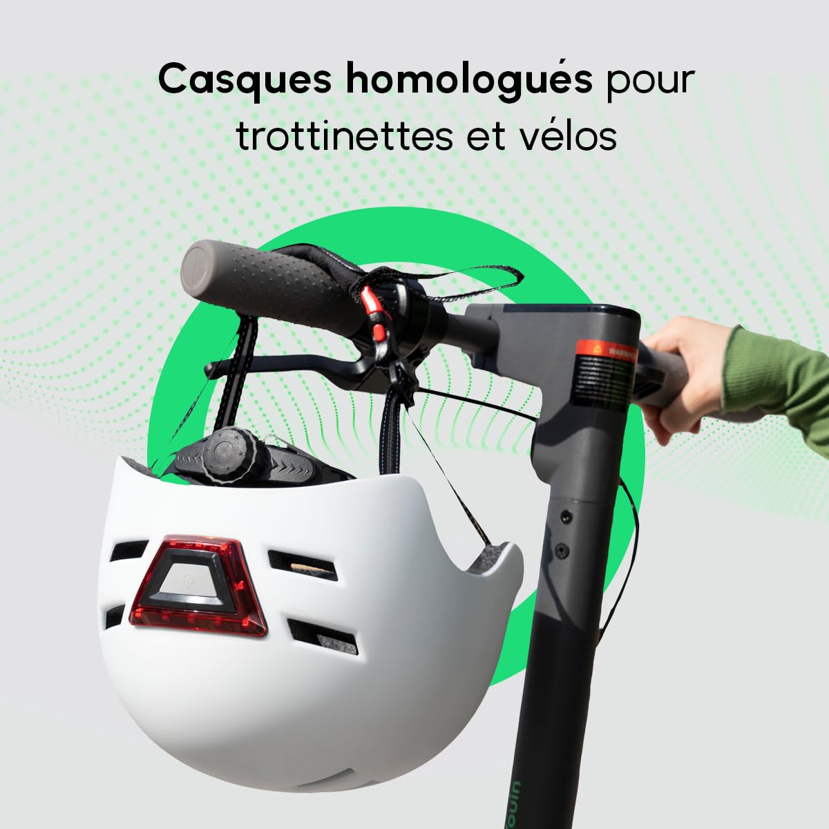 Youin Casque homologué avec LED Avant et arrière - Couleur Blanche - Taille L (55-62 cm) - Protection et visibilité pour trottinettes et vélos - Ventilation réglable - Design léger et Ergonomique