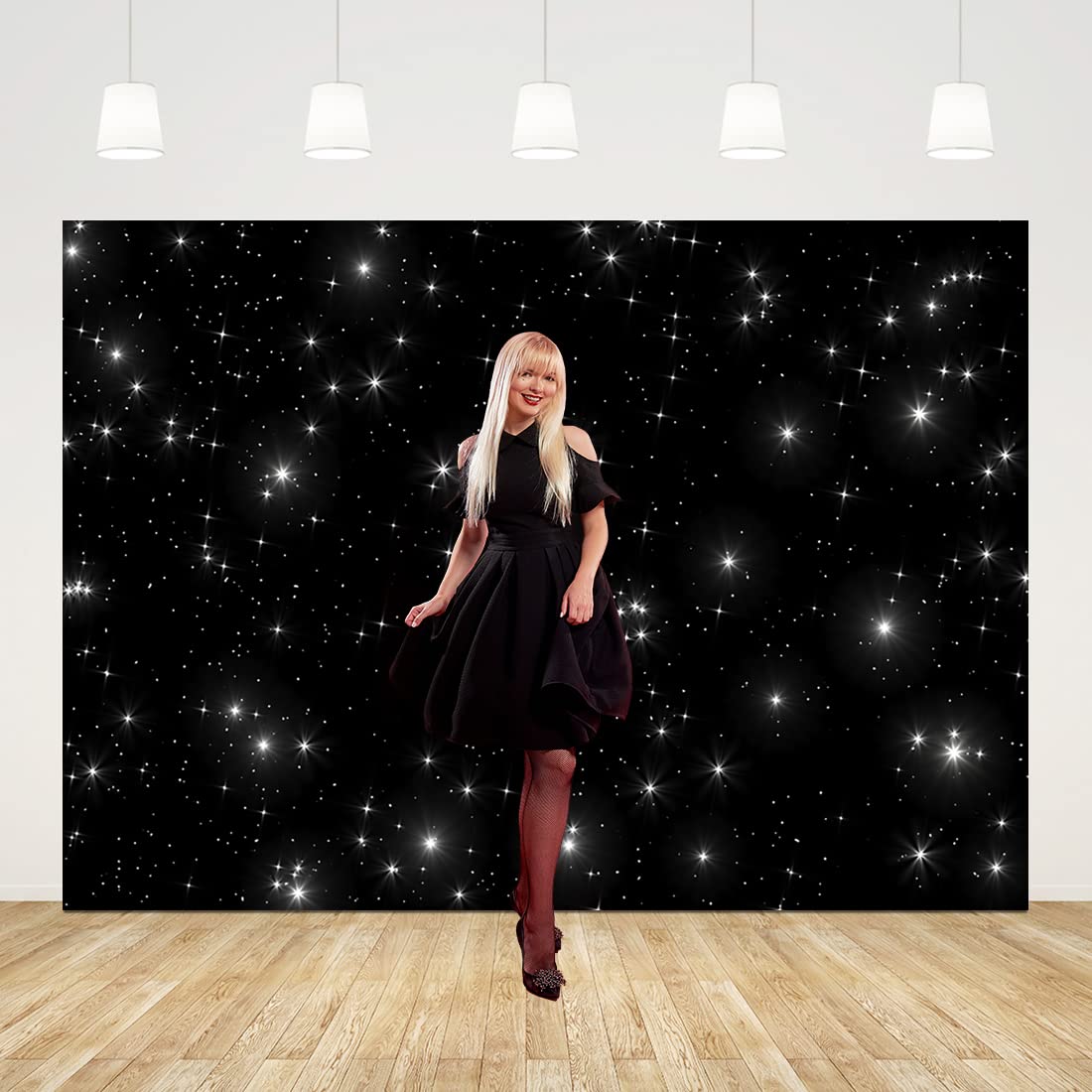 Fotohintergrund Sternenhimmel 2,1x1,5 M – Glitzer-Sterne Auf Vinyl Für Studio & Party