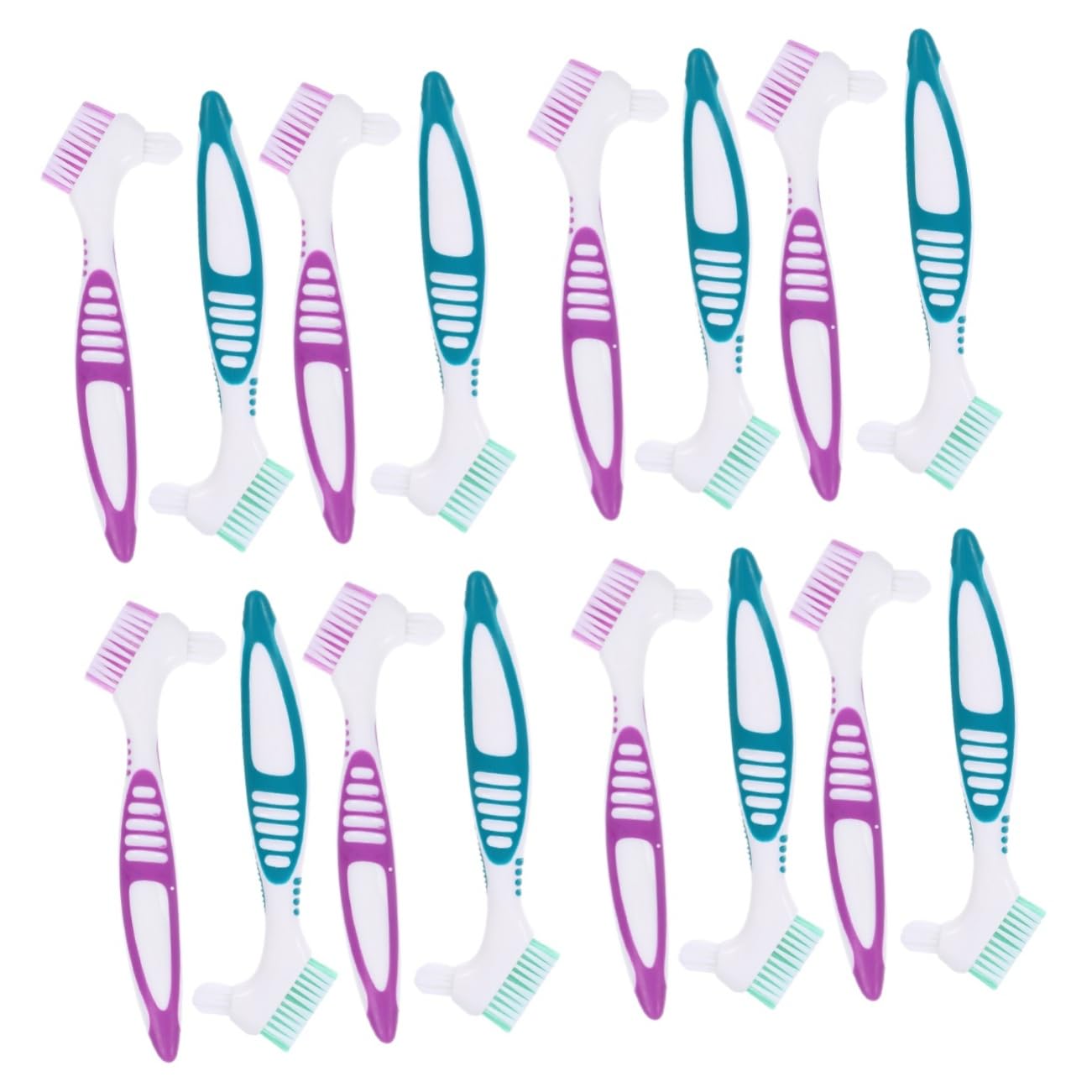 Ipetboom 16pezzi Spazzole Per Pulizia Dentiere Spazzolino Bifacciale Ergonomico Con Manico Antiscivolo Per Completa Delle Dentiere Delicate Su Gengive e Materiali Fittizi Colori