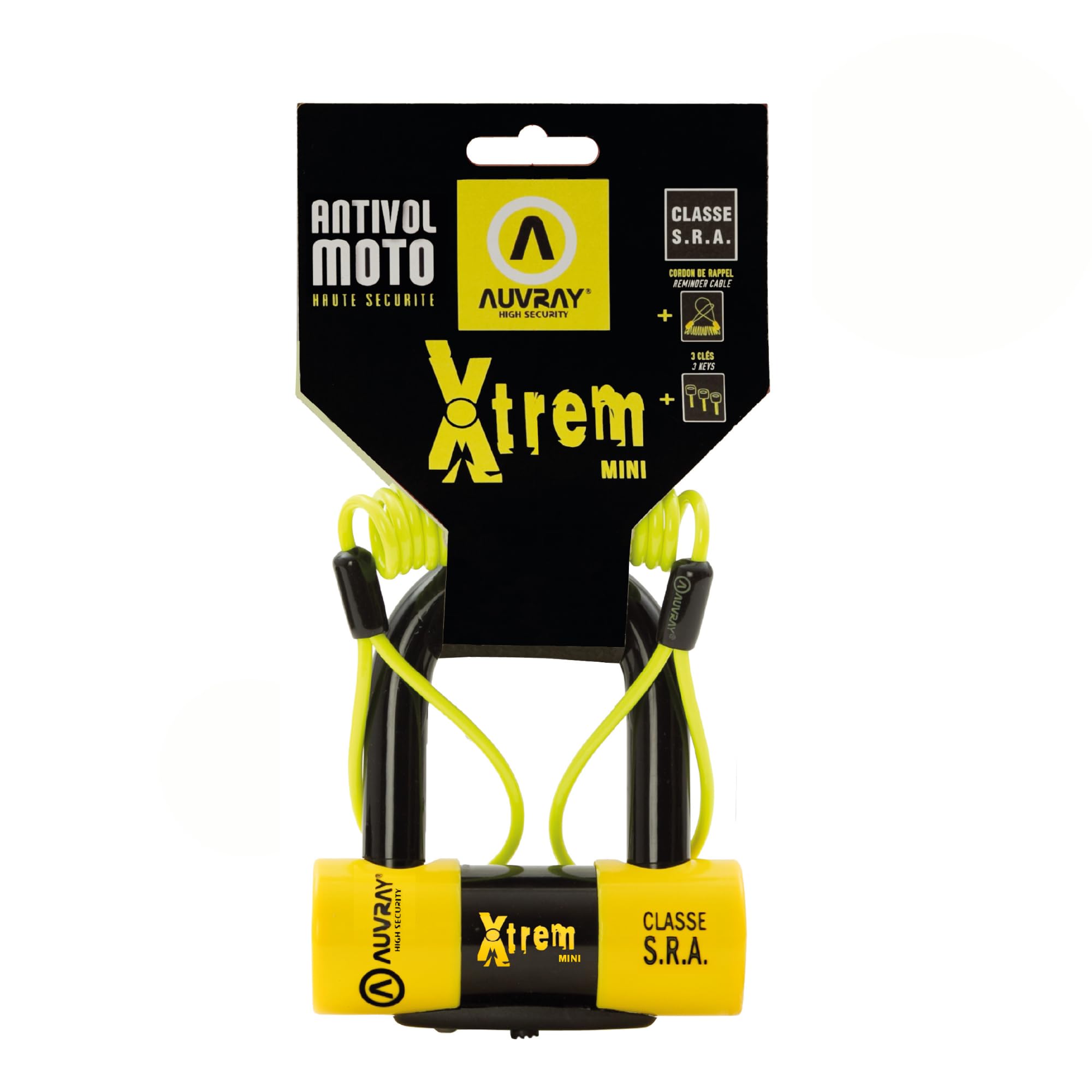 AUVRAY XTREM mini blokada tarczy hamulcowej Ø 16 mm SRA zamek bezpieczeństwa z kablem do motocykli