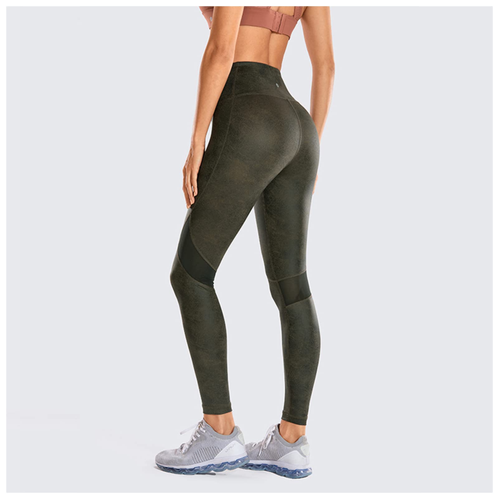 DUnLap Legging de sport pour femme avec revêtement mat en similicuir texturé - Legging d'entraînement sportif pour femme - Pantalon moulant en maille avec cordon de serrage - Pantalon large pour femme