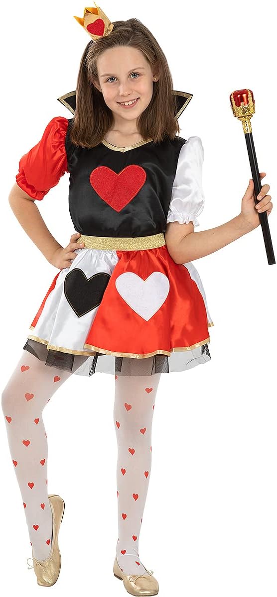 Funidelia | Queen of Hearts Costume for girl Alice In Wonderland - Costume for kids accessory fancy dress & props for Halloween, carnival & parties - Red