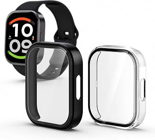 【2枚セット】For Xiaomi REDMI Watch 6 Active シャオミスマートウォッチ ケース 【HASADEDE】 フィルム+PCフレーム 一体型 反射低減 全面保護 防塵 日本旭硝子材 装着簡単 耐衝撃 傷防止 REDMI Watch 6 Active ケース カバー(クリア+ブラック)