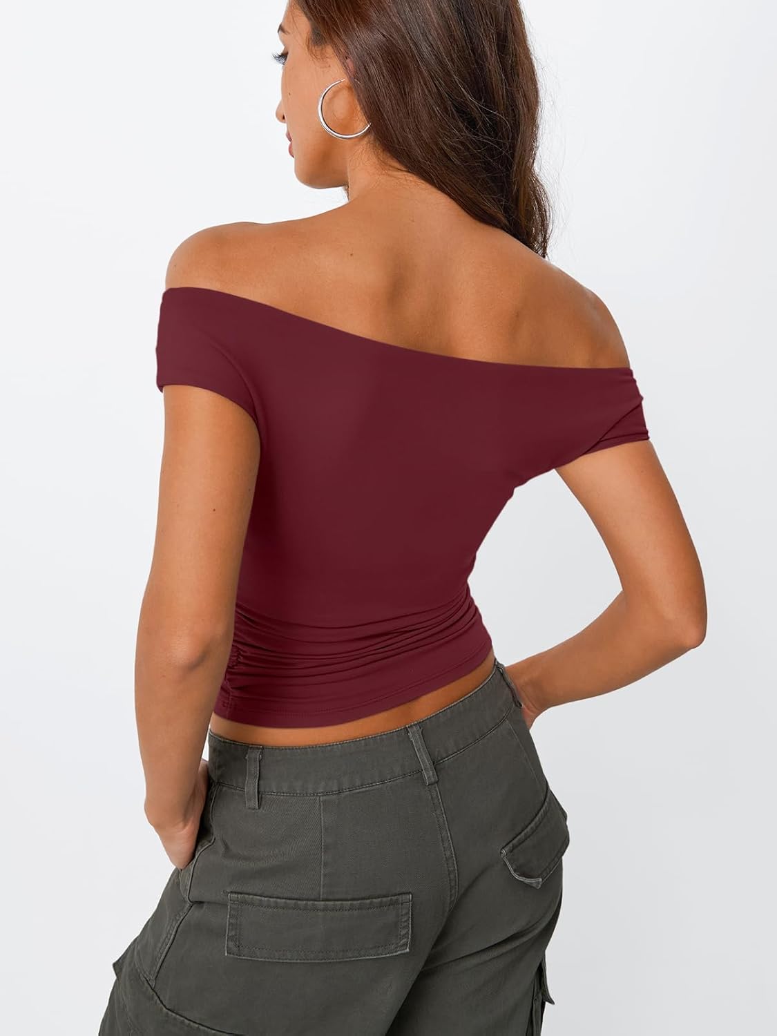 Trendy Queen Off The Shoulder Tops for Women Going Out Y2K Summer Cute Shirts Sexy 2026 Double Lined Date Club Outfits - Image 4