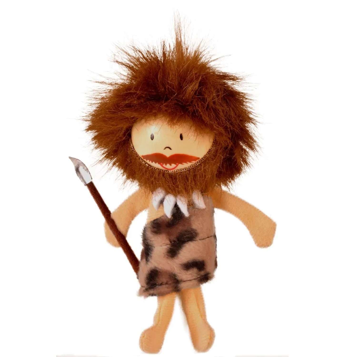 Fiesta Crafts Caveman Finger Puppet for Kids – Interactive Toy with Wooden Head - For 3-9 years