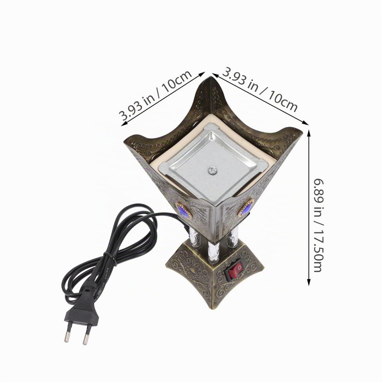 ABOOFAN Elektrischer Weihrauchbrenner 18 x 10 x 10 cm, Eisen Schwarz – Sichere Wachswürfel-Schmelztechnik für kontinuierliche Duftfreisetzung – for Wohnzimmer, Büro, Hochzeitsgeschenke