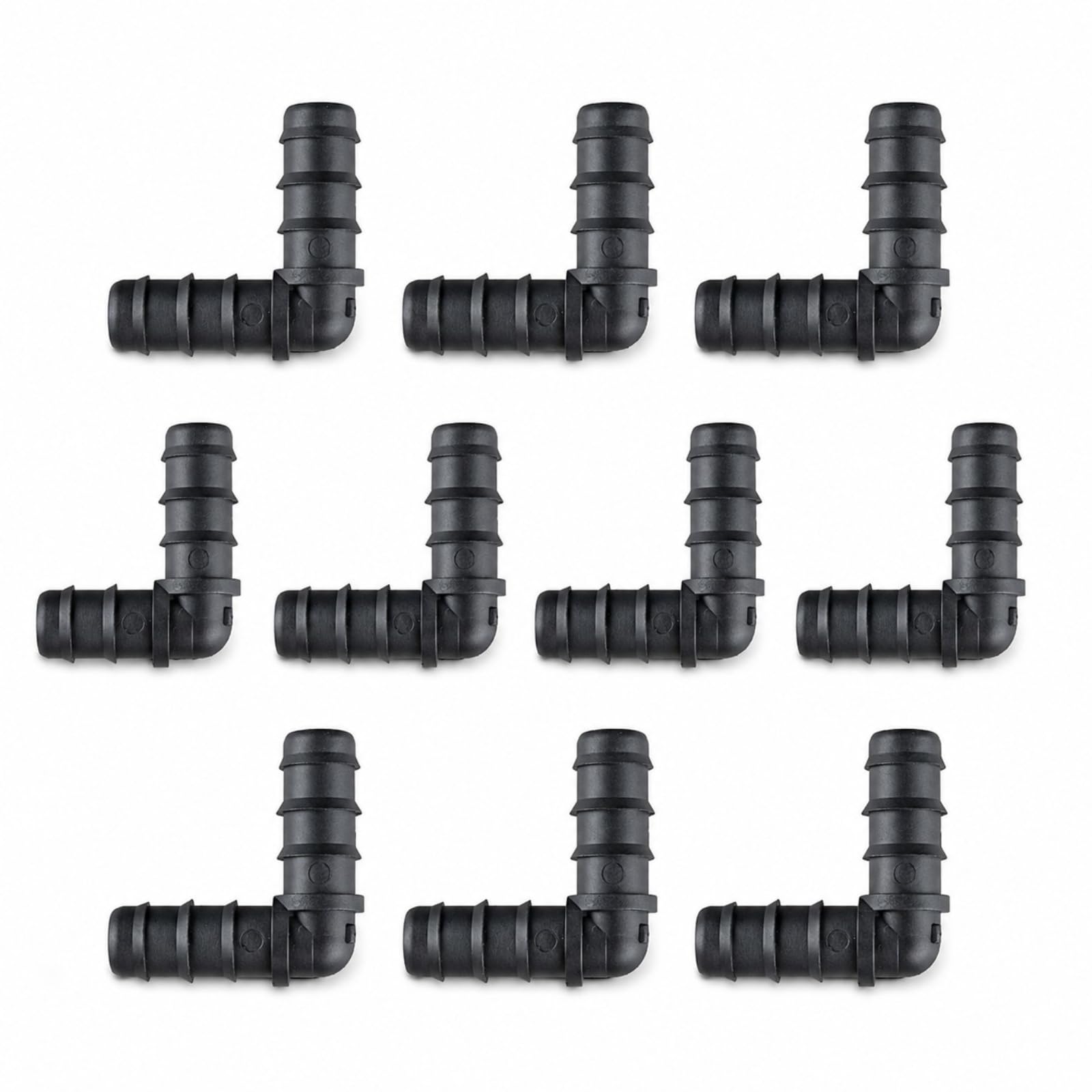 10 Pcs Soaker Hose Connectors, 14/16mm Drip Irrigation Elbow Connector, Plastic Hose Tap Connector, 90° Barbed Tubing Fittings for Garden, Greenhouse & Farm Irrigation Systems