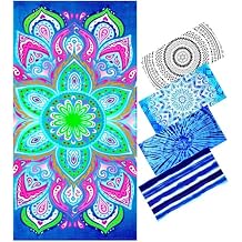 Oversized Terry Beach Towel 36 x 72 in Soft Extra Large Big Pool Swim Towels for Adults XL Clearance Big Travel Blanket Cruise Vacation Accessories Essentials Lounge Chair Cover Purple Floral
