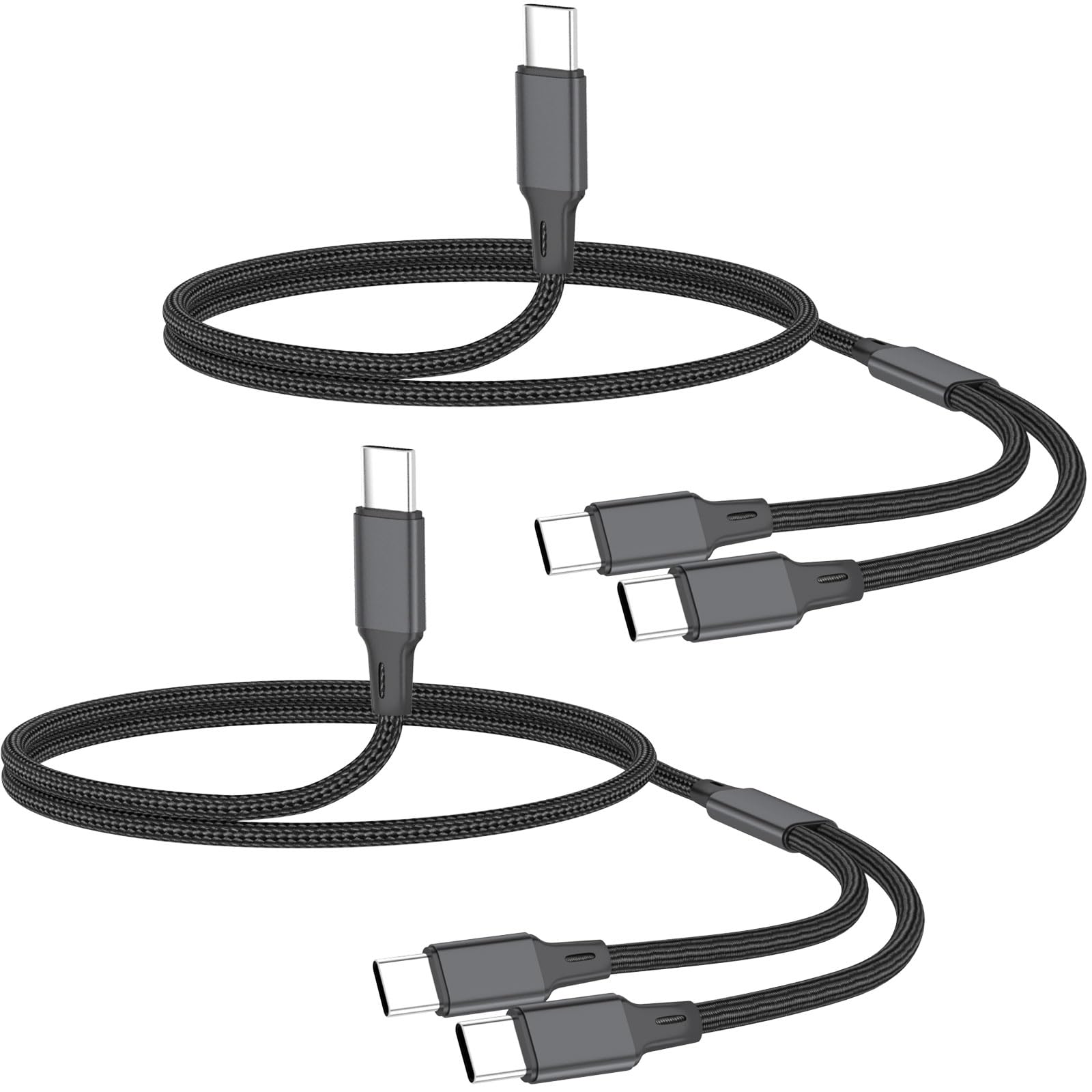 USBC to Dual USB C Charging Cable(2Pack 6.6FT),USB-C Splitter Charge Cable, 2 in 1 Multi Charger Cord with 2Type-C Compatible with iPhone 16 15 Series