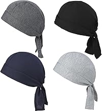 EIH1 Set da 4 Cappellino da Chef,Cappello Cucina Regolabile,Bandane Cucina per Cuoco Uomo,Cappelli Bandana Unisex Cucina Berretto da Lavoro per Adulti Fornai Hotel Ristorante